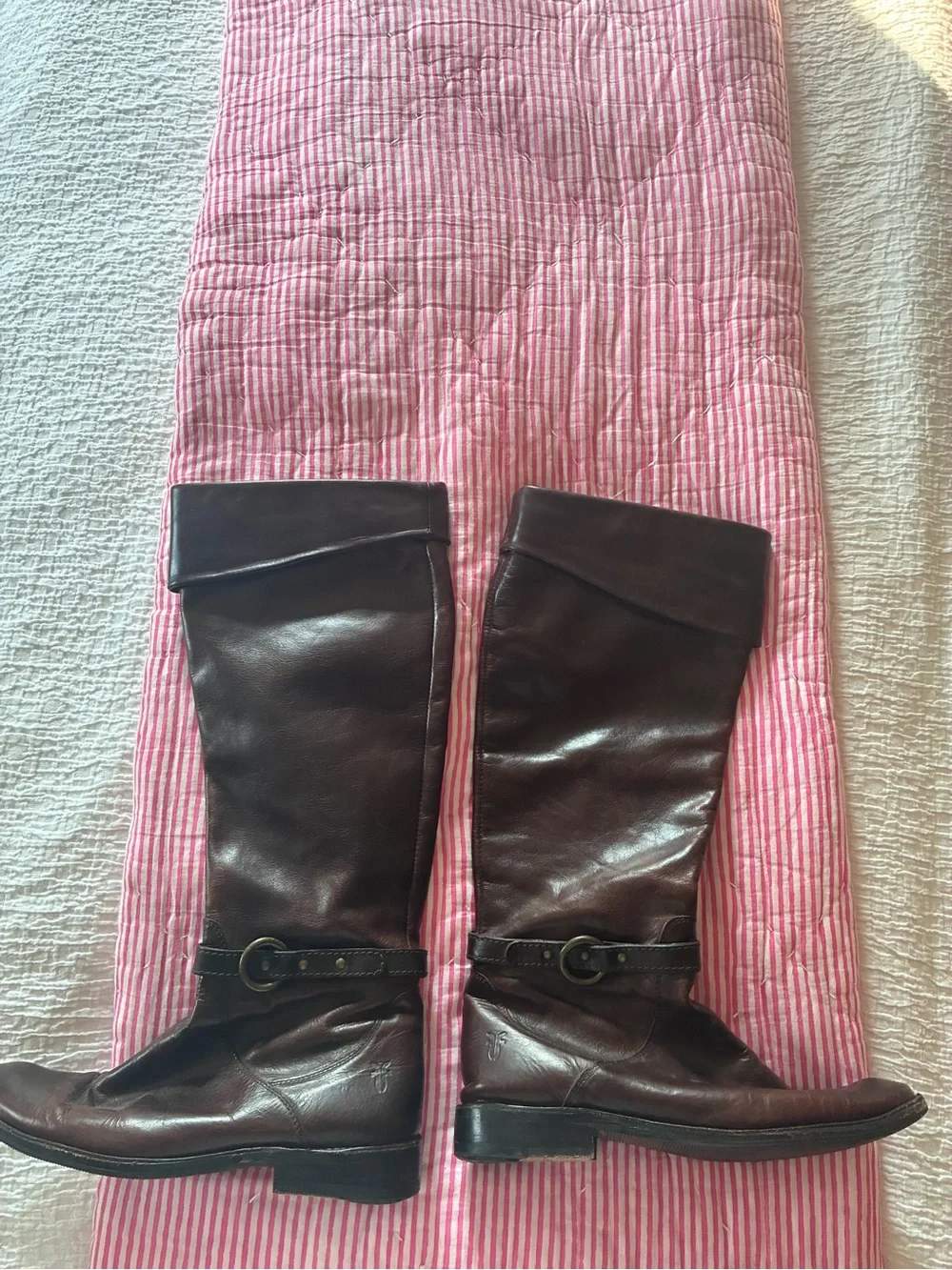 FRYE Women's Brown Leather Boots with Strap Detail perfect condition